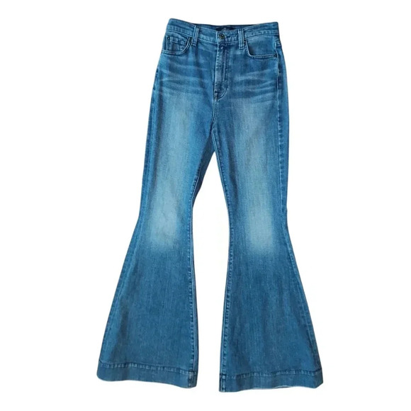 7 For All Mankind 5% Cashmere High-Waist Mega Flare Jeans - Picture 1 of 8